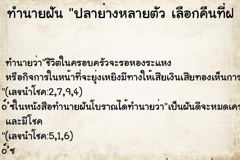 ทำนายฝัน ปลาย่างหลายตัว เลือกคืนที่ฝ 